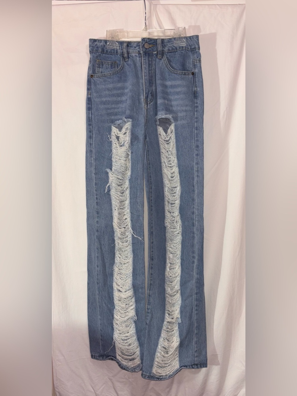 Almost Famous Women’s Distressed High-Rise Straight Jeans - Light Blue